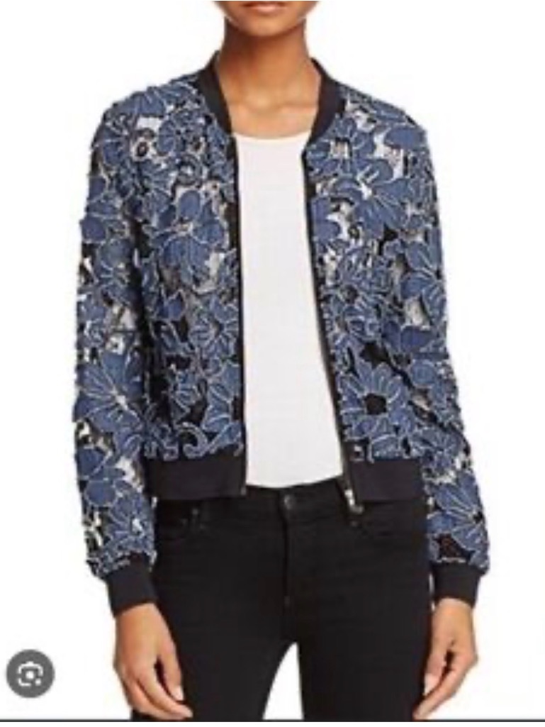Kut From The Kloth Denim Appliqu Bomber Jacket - Medium